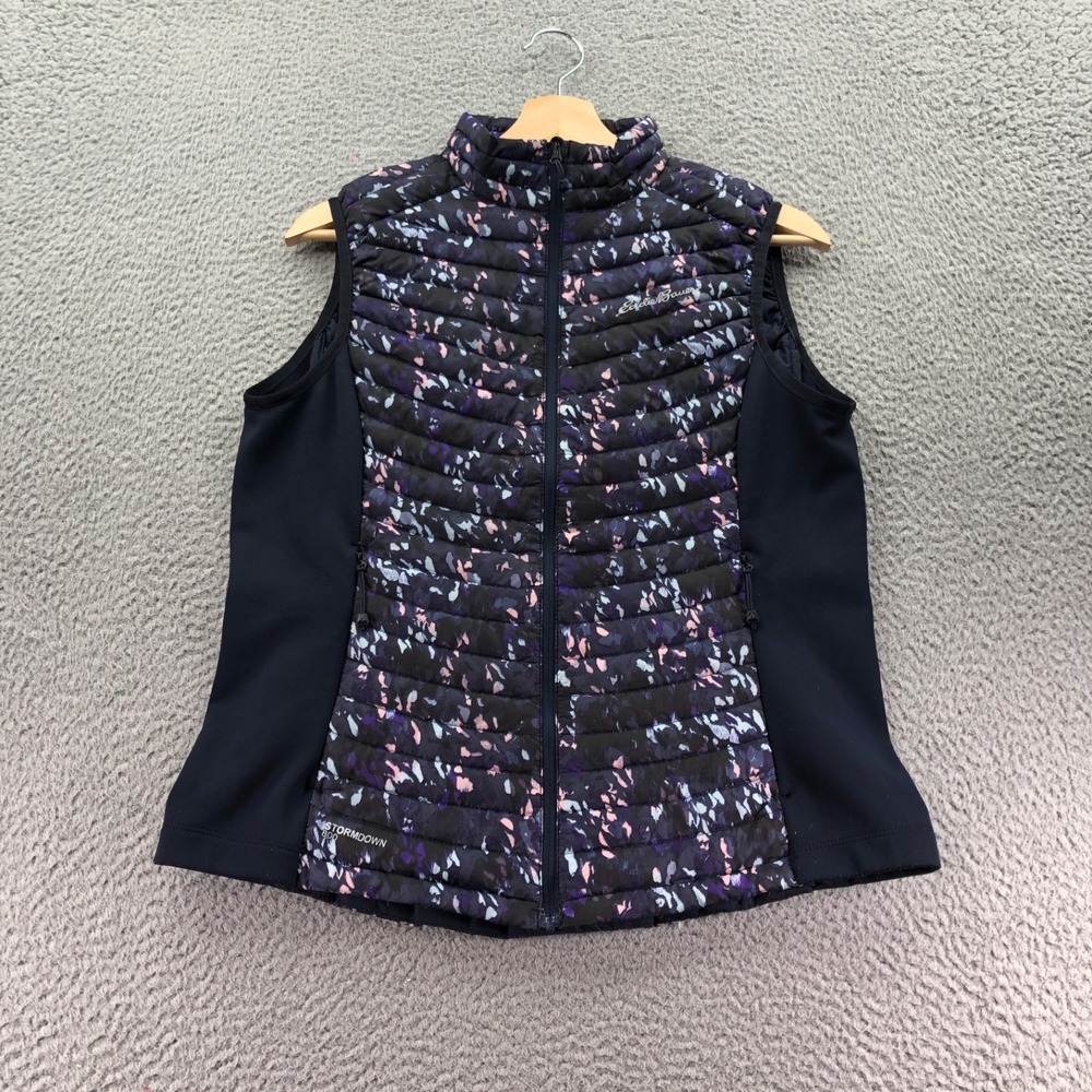 Eddie Bauer Womens Vest Womens Medium Black Purple First Accent 800 Stormdown